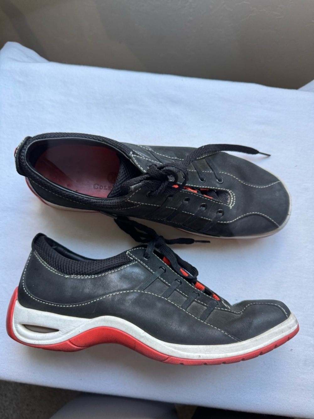 Cole Haan Black Red Nubuck Comfort Air Tech Casual Sneakers Size 9